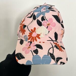 kate spade pink floral embroidered-logo baseball cap